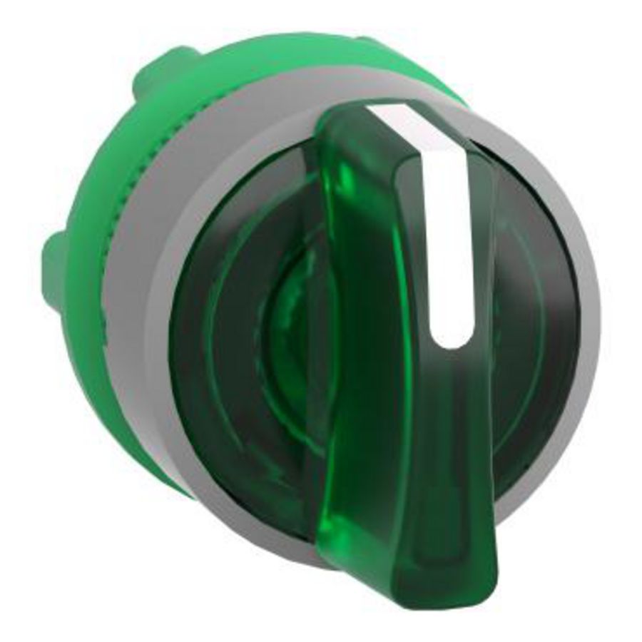 green illum selector switch head 3-position stay put cp grey