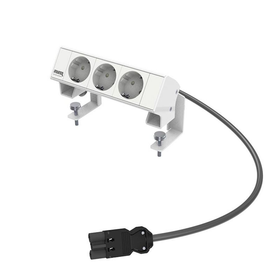 Ampère bureau opbouwunit wit 3-voudig 3x wandcontactdoos