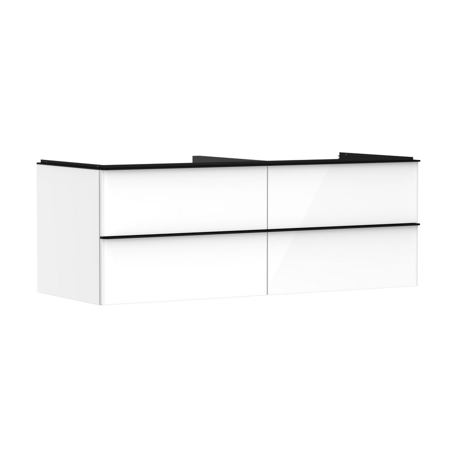 Onderkast wit hoogglans 1360x550mm 4x la voor consoles met waskom greepkleur mat zwart Xelu Q 54086670