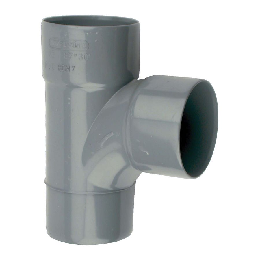 Wadal PVC lijm stroom T-stuk 90° 75mm grijs 2x mof/spie BC