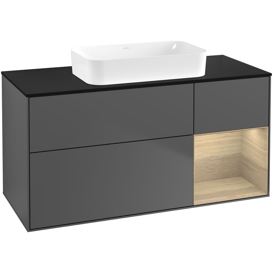 Wastafelonderkast Finion 1200x603x501mm Antr. Matt Lacquer F712PCGK