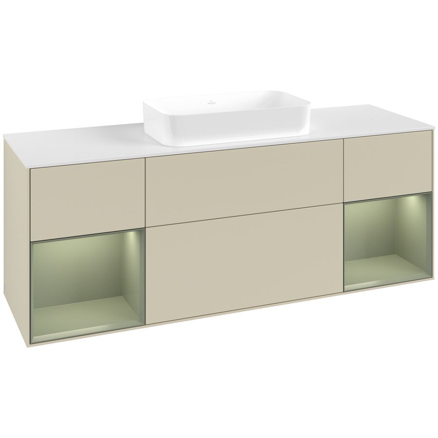 Wastafelonderkast Finion 1600x603x501mm S.Grey Matt Lacquer F741GMHJ