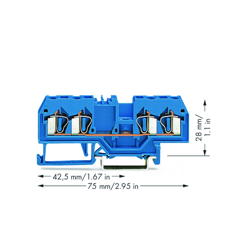 4-draads rijgklem 2,5mm² Ex i blauw 280-834 VVE=100