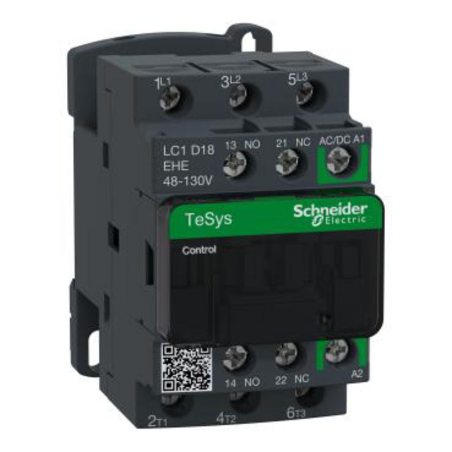 Contactor 3P 18A AC-3 <440V 48-130V AC/DC sp Green