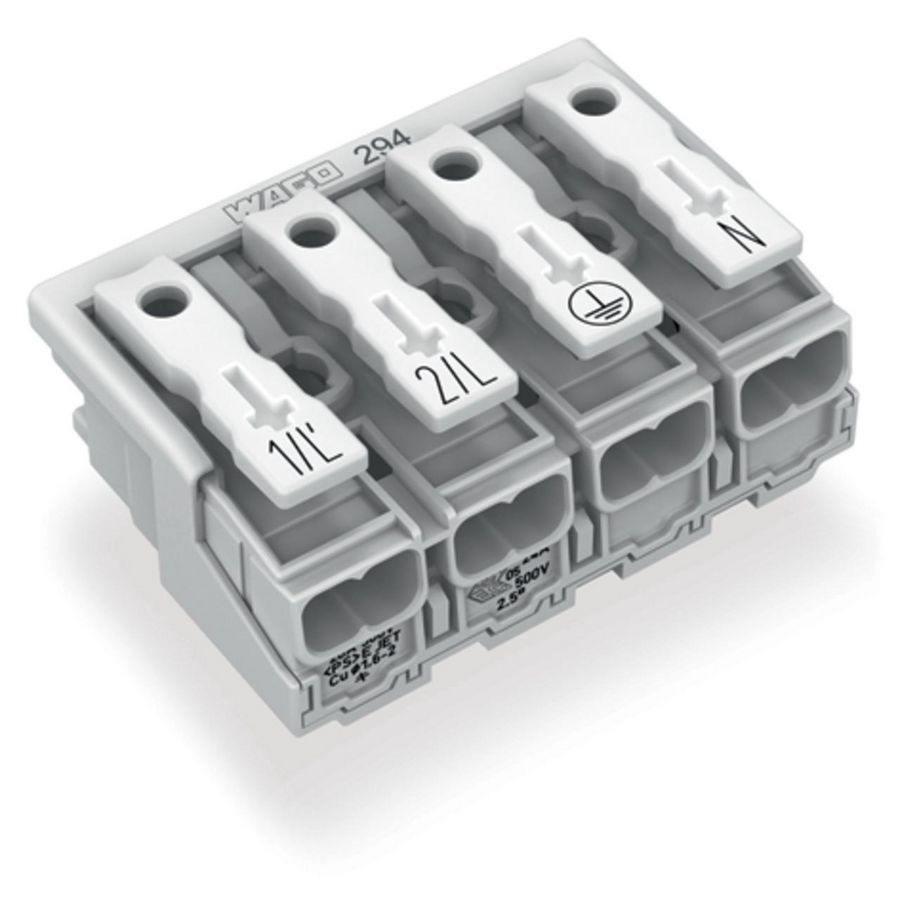 Kroonklem Drukknop extern z. PE-contact wit 294-5024 VVE=500
