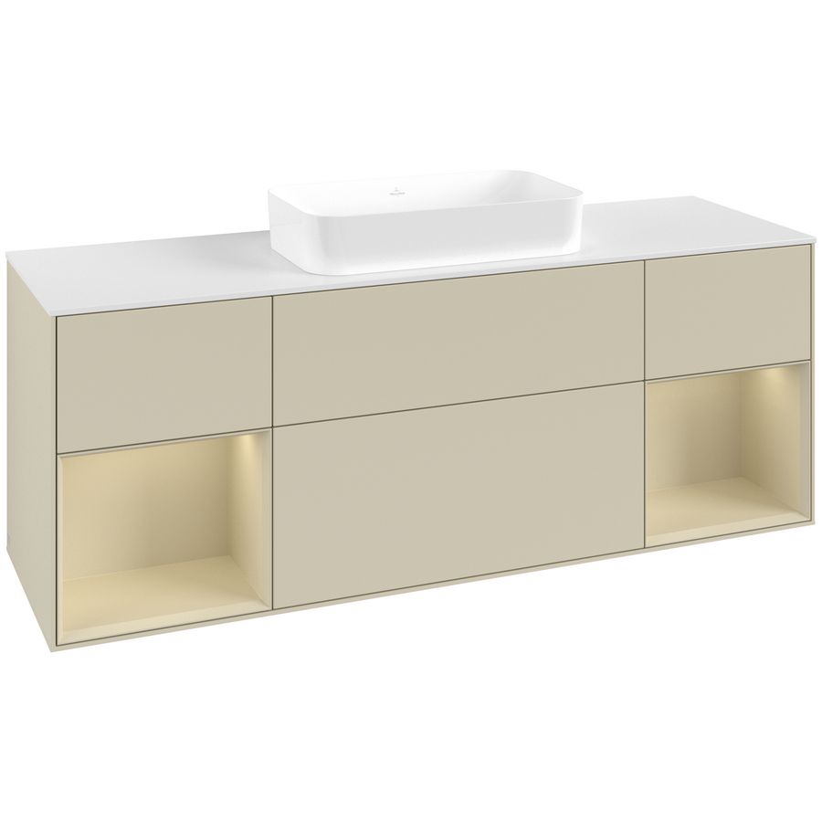 Wastafelonderkast Finion 1600x603x501mm S.Grey Matt Lacquer F741HJHJ