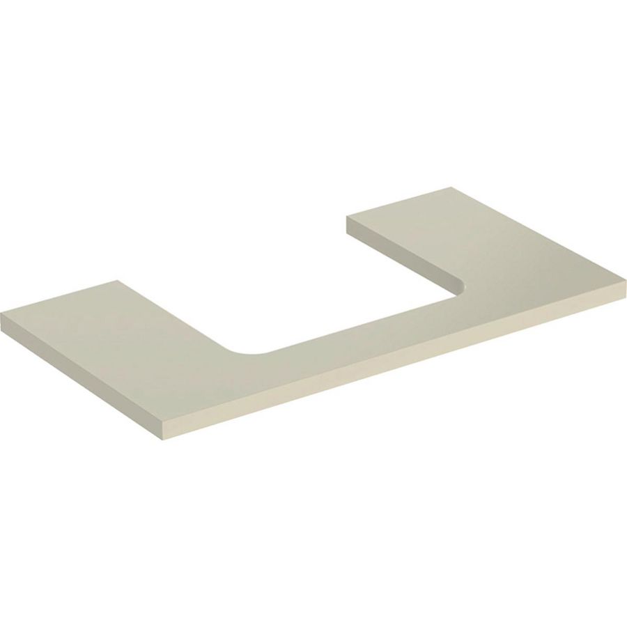 Wastafelblad voor opzetwastafel 75cm zandgrijs hoogglans uitsparing rechthoekig gecentreerd ONE