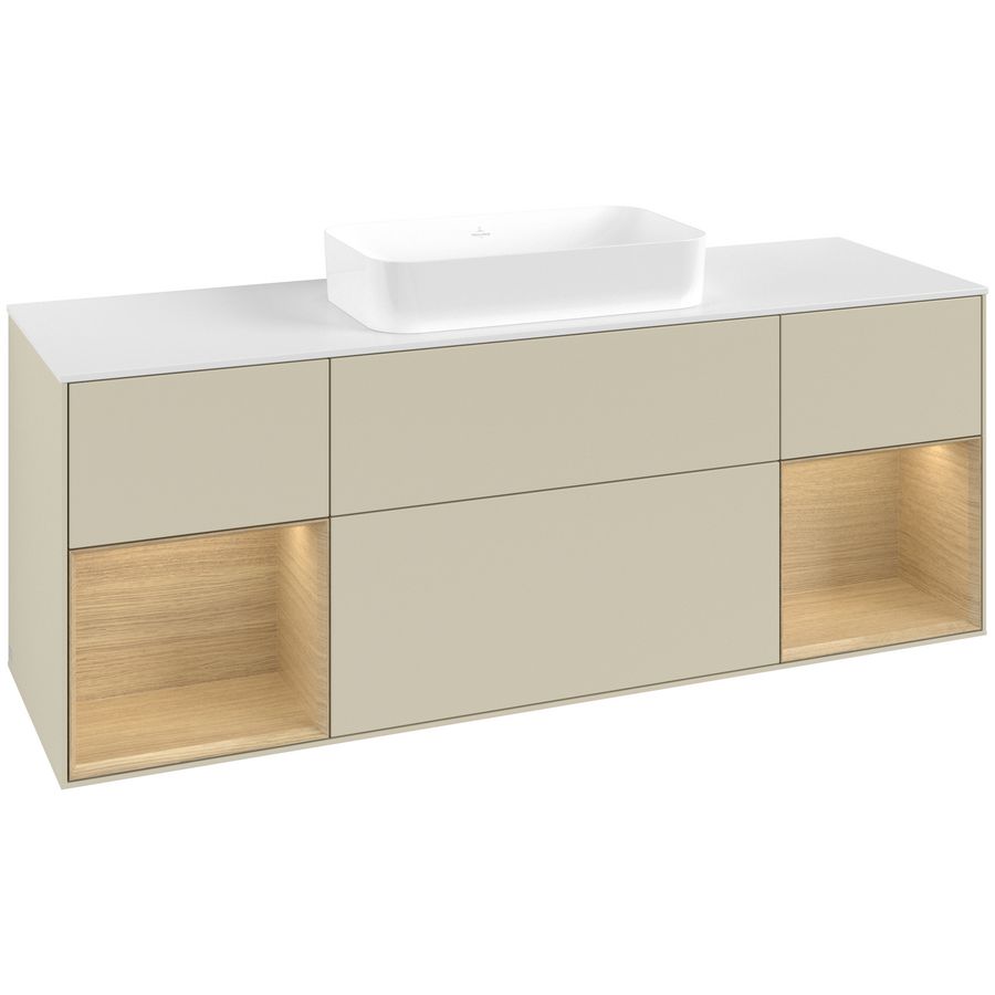 Wastafelonderkast Finion 1600x603x501mm S.Grey Matt Lacquer F741PCHJ