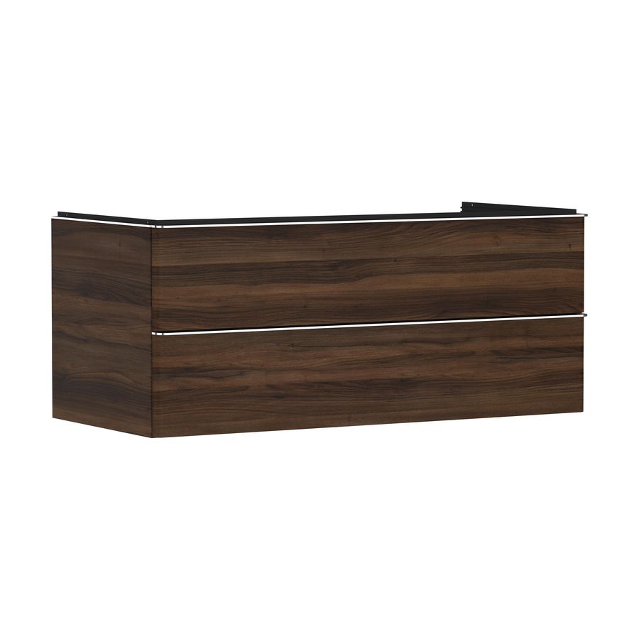 Onderkast Dark Walnut 1180x550mm 2x la voor consoles met waskom greepkleur chroom Xelu Q 54085000