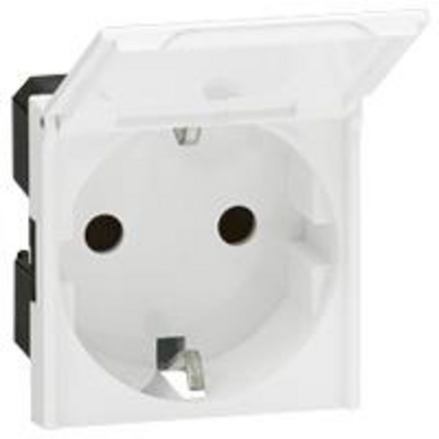 Wandcontactdoos + deksel 1voudig kv steek 2 mod. wit Mosaic