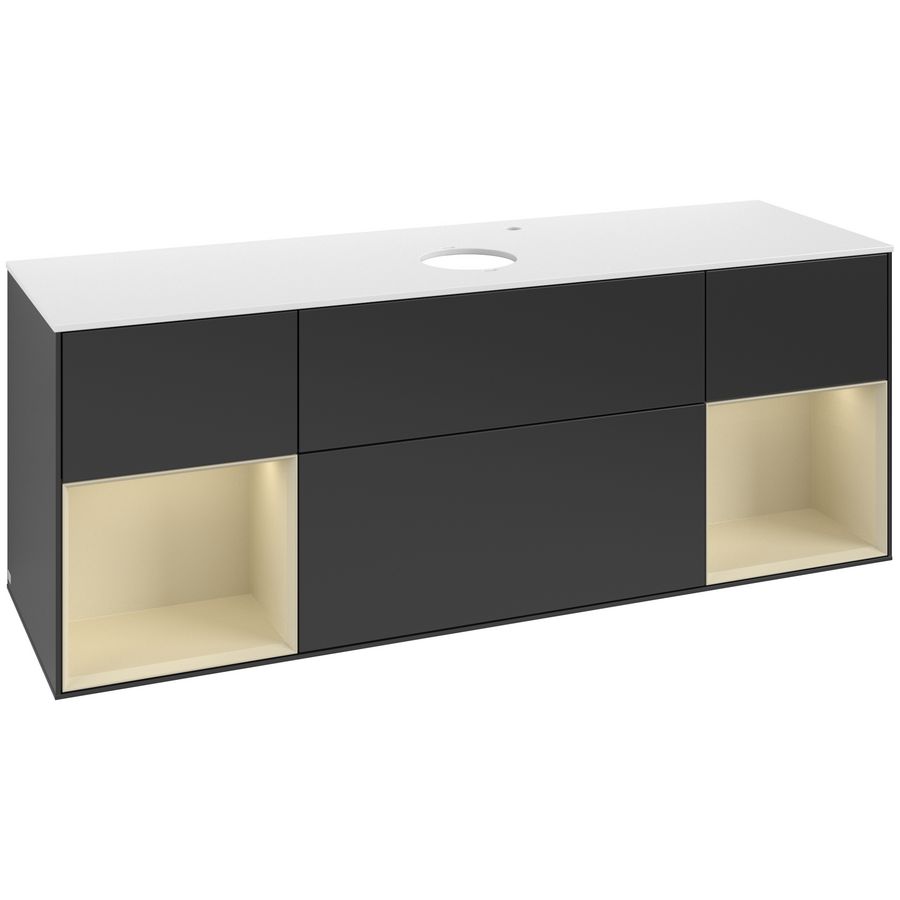 Wastafelonderkast Finion 1600x603x501mm Black Matt Lacquer F981HJPD