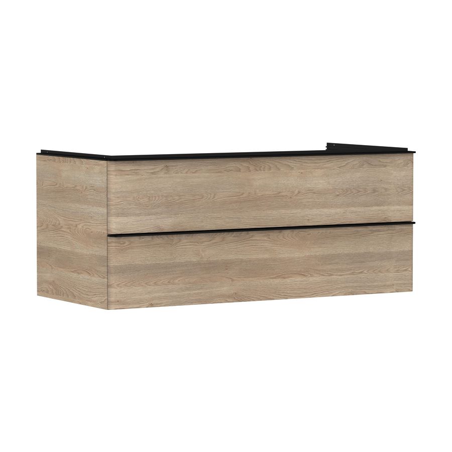 Onderkast Natural Oak 1180x550mm 2x la voor consoles met waskom greepkleur mat zwart Xelu Q 54084670
