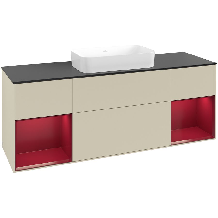 Wastafelonderkast Finion 1600x603x501mm S.Grey Matt Lacquer F742HBHJ
