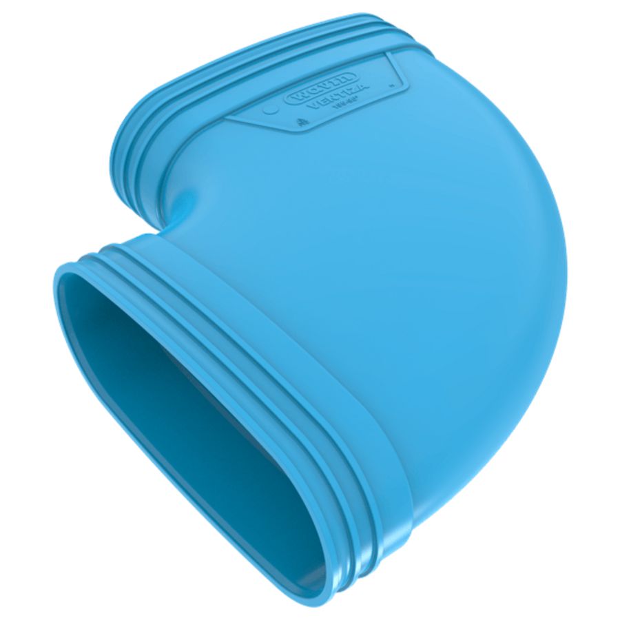 Bocht lijm 90° PVC luchtverdeelsysteem VENTIZA blauw (195x80mm) mof/mof