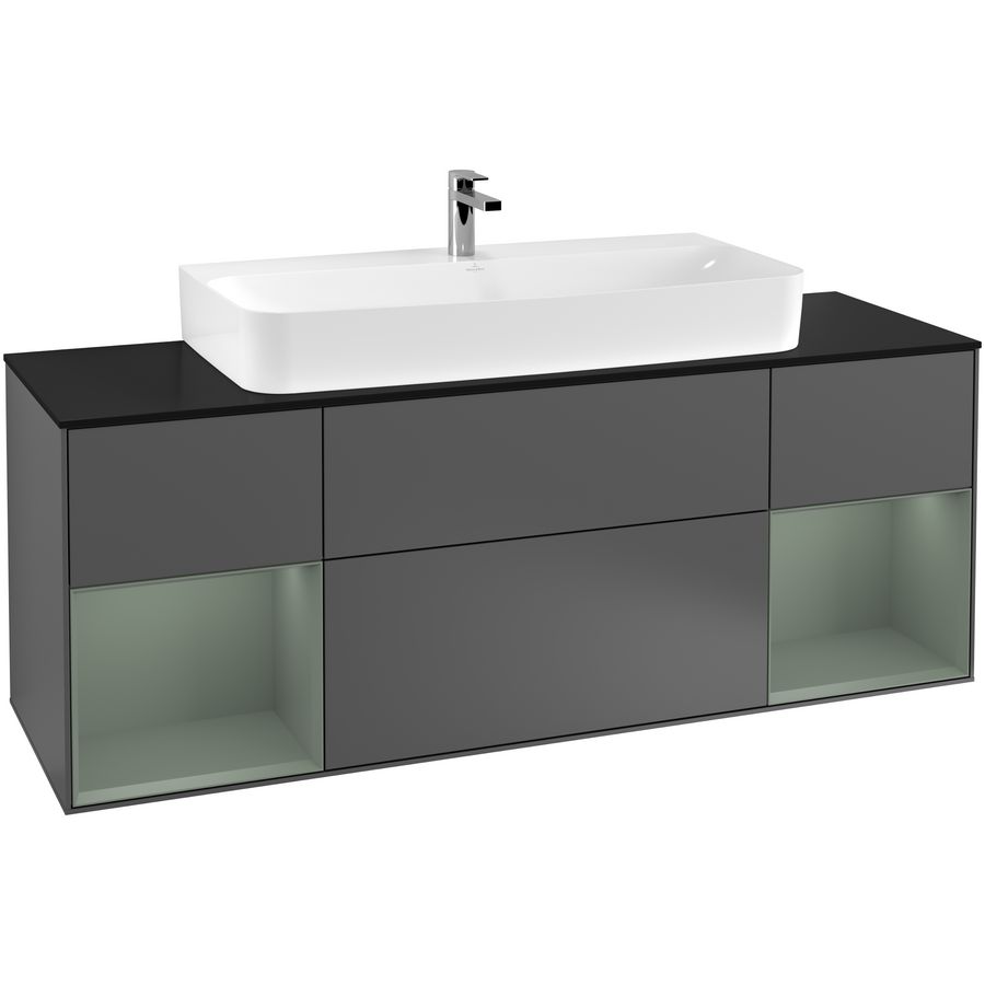 Wastafelonderkast Finion 1600x603x501mm Antr. Matt Lacquer G212GMGK