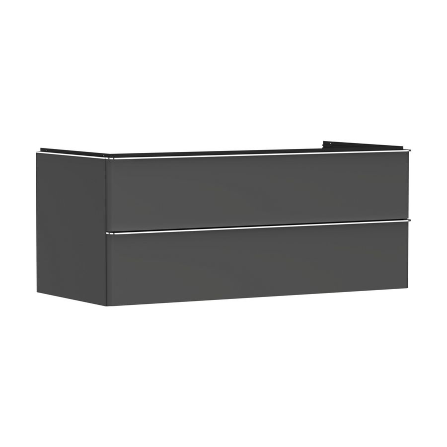 Onderkast mat grijs diamant 1180x550mm 2x la voor consoles met waskom greepkleur chroom Xelu Q 54083000