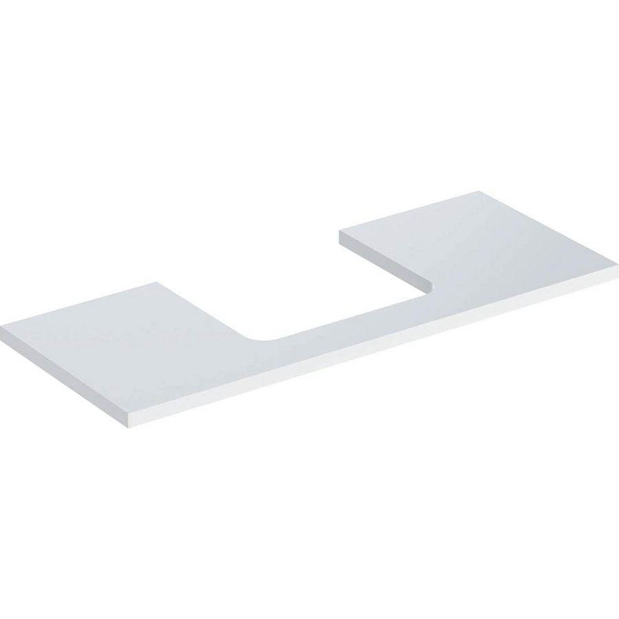 Wastafelblad voor opzetwastafel 120cm wit hoogglans uitsparing rechthoekig gecentreerd ONE