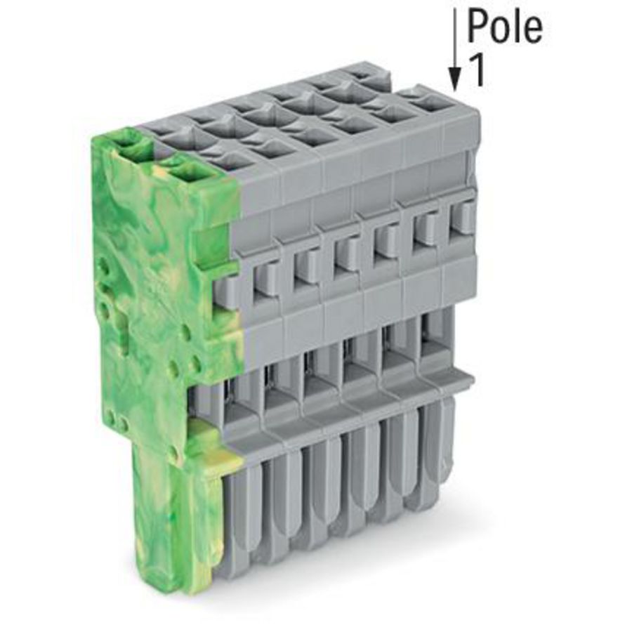 1-draads female steker CAGE CLAMP 4mm2 grijs/groen-g VVE=25
