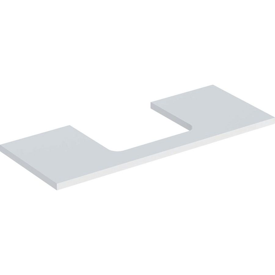 Wastafelblad voor opzetwastafel 120cm mat wit uitsparing rechthoekig gecentreerd ONE