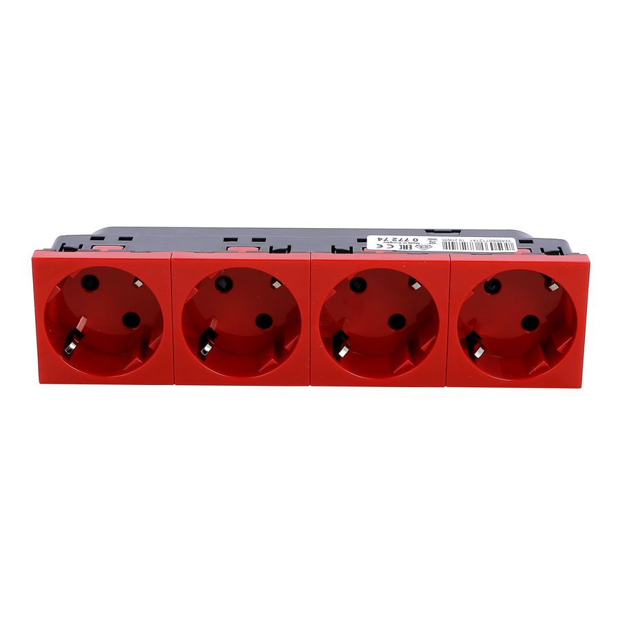 Wandcontactdoos 4v kv 45gr. steek 8 modulen rood Mosaic