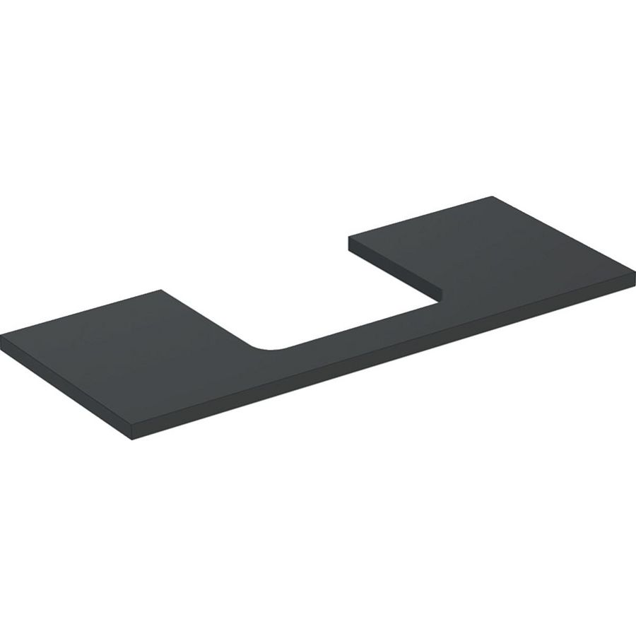 Wastafelblad voor opzetwastafel 120cm lava mat uitsparing rechthoekig gecentreerd ONE