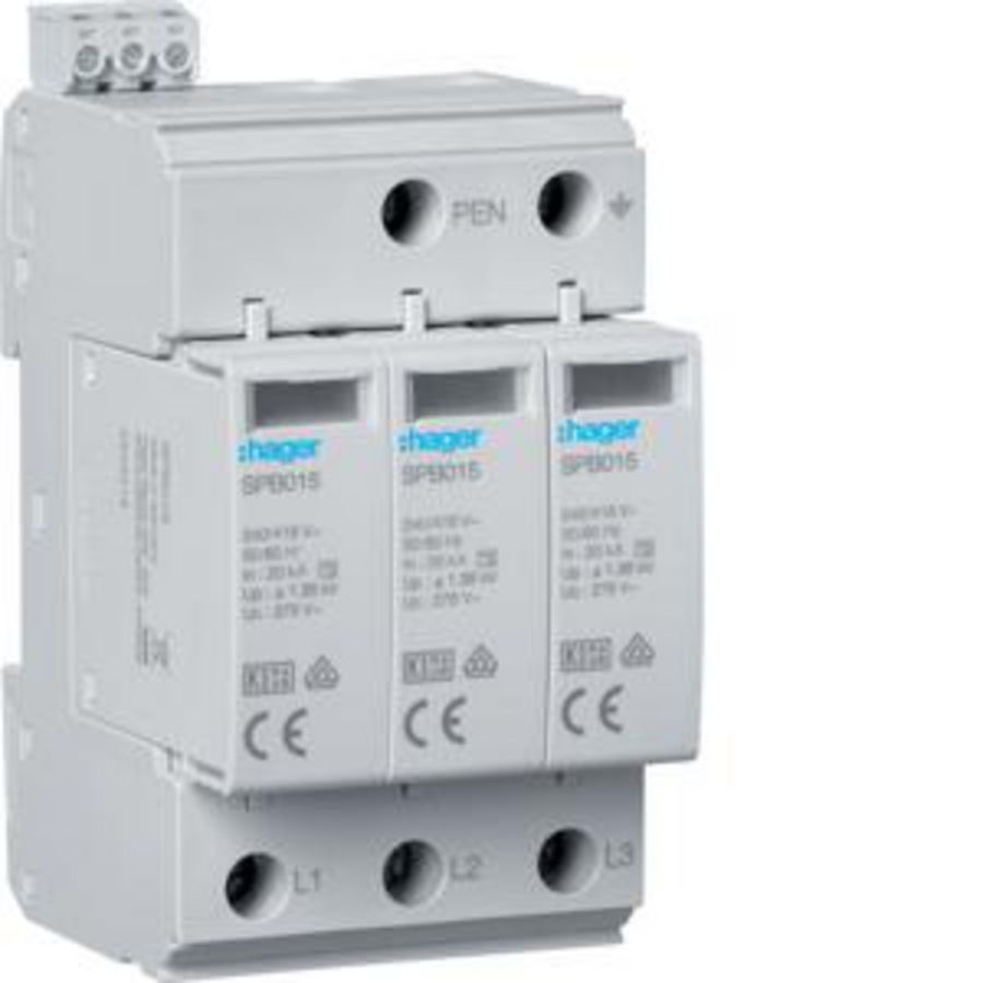 Overspanningsbeveiliging T2 3P 40kA TNC indicator+sign