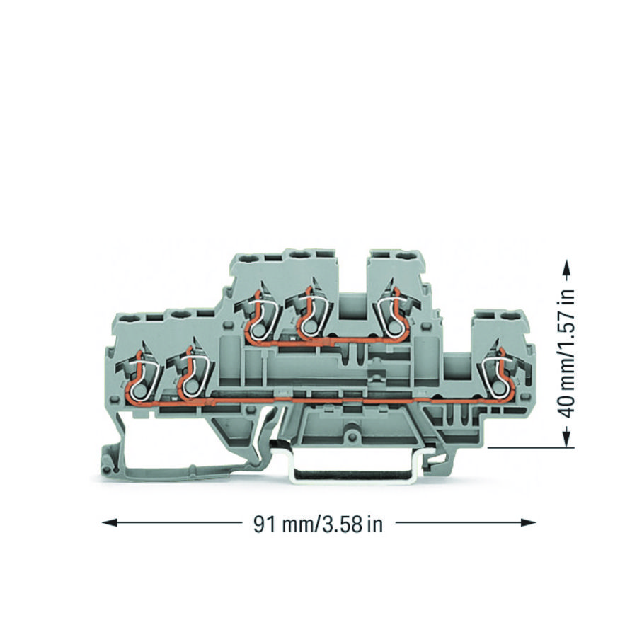 3-draads 2-etageklem Rijg-/rijgklem L/L grijs VVE=50