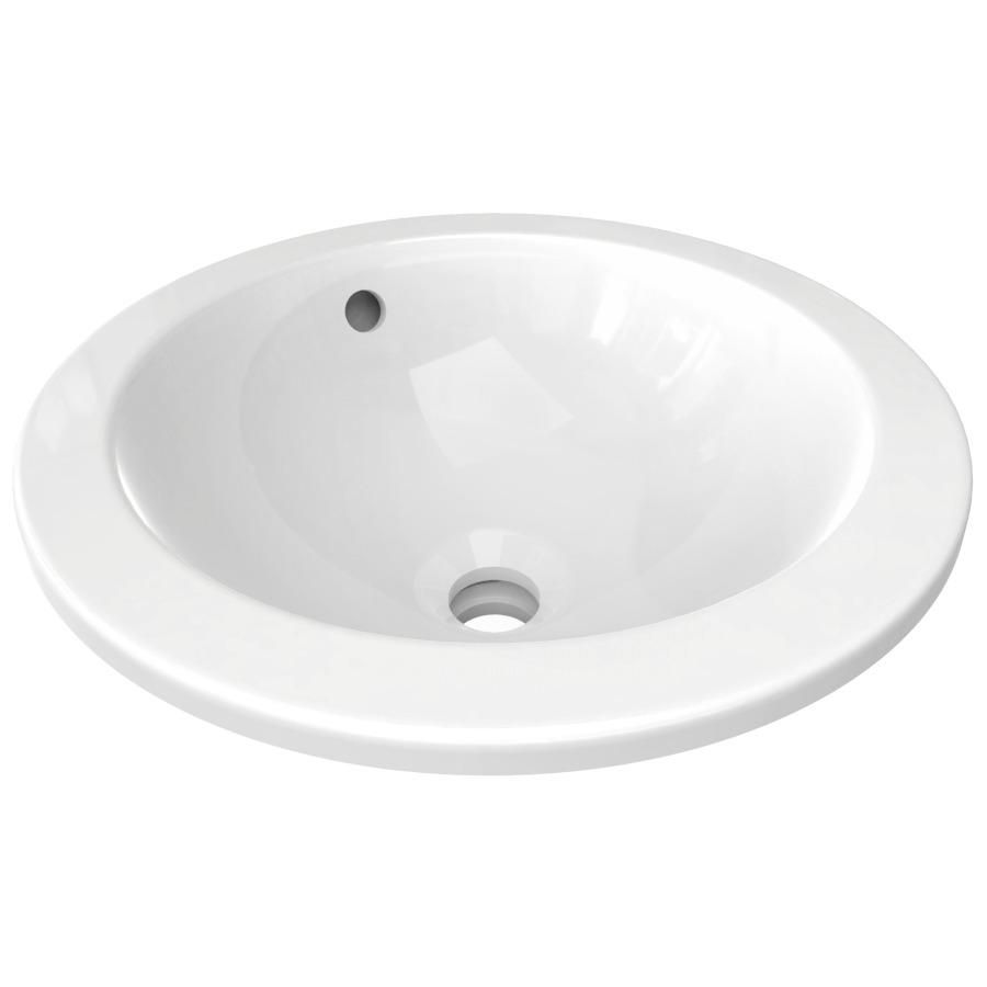 Connect wastafel 380x380x165mm wit inbouw rond met overloop