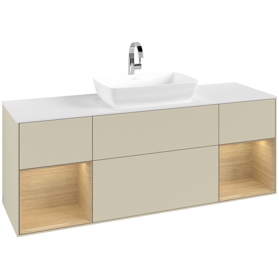 Wastafelonderkast Finion 1600x603x501mm S.Grey Matt Lacquer F861PCHJ