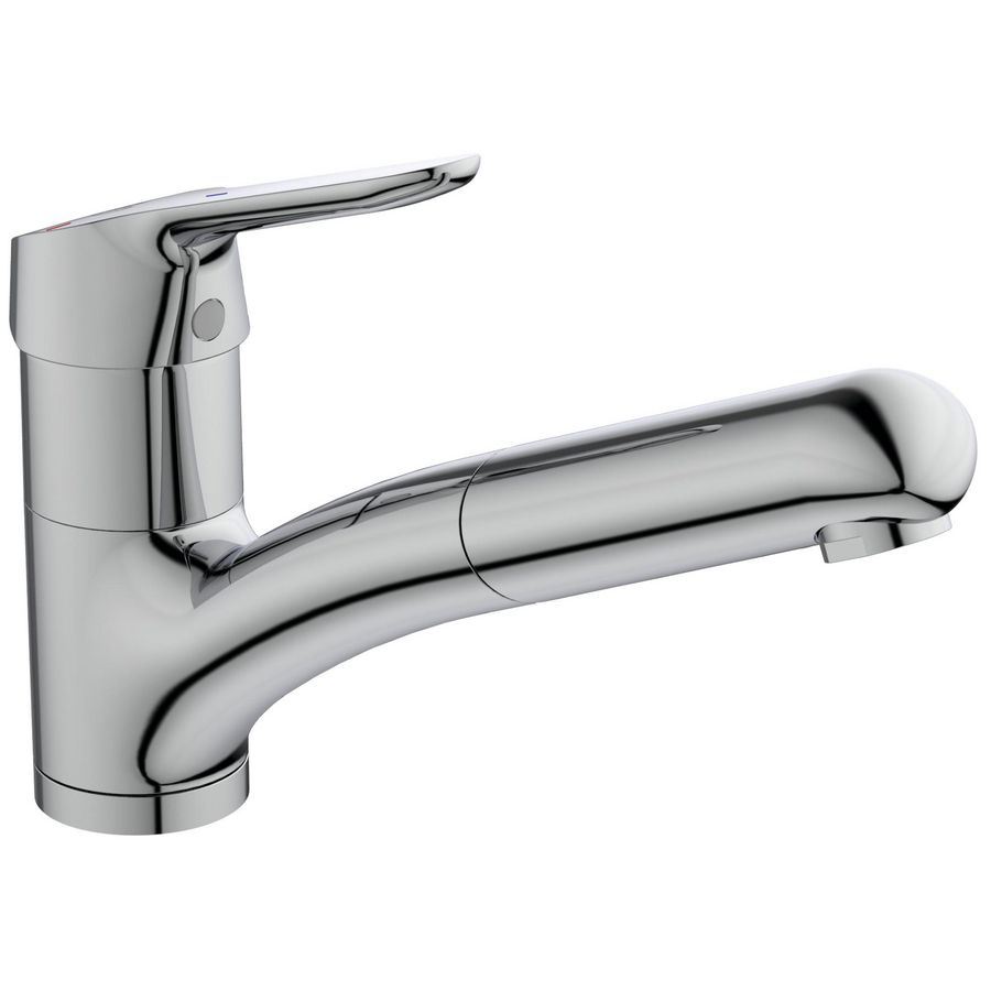 Keukenmengkraan laag m. uittrek handdouche Bluestart chroom Ceraflex