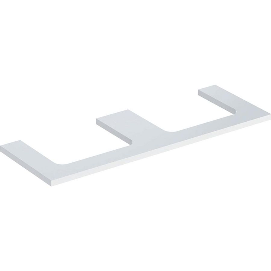 Wastafelblad voor opzetwastafel 135cm wit hoogglans uitsparing rechthoekig links + rechts ONE