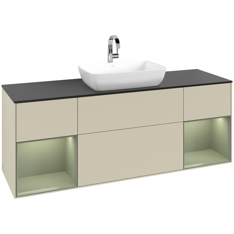 Wastafelonderkast Finion 1600x603x501mm S.Grey Matt Lacquer F862GMHJ