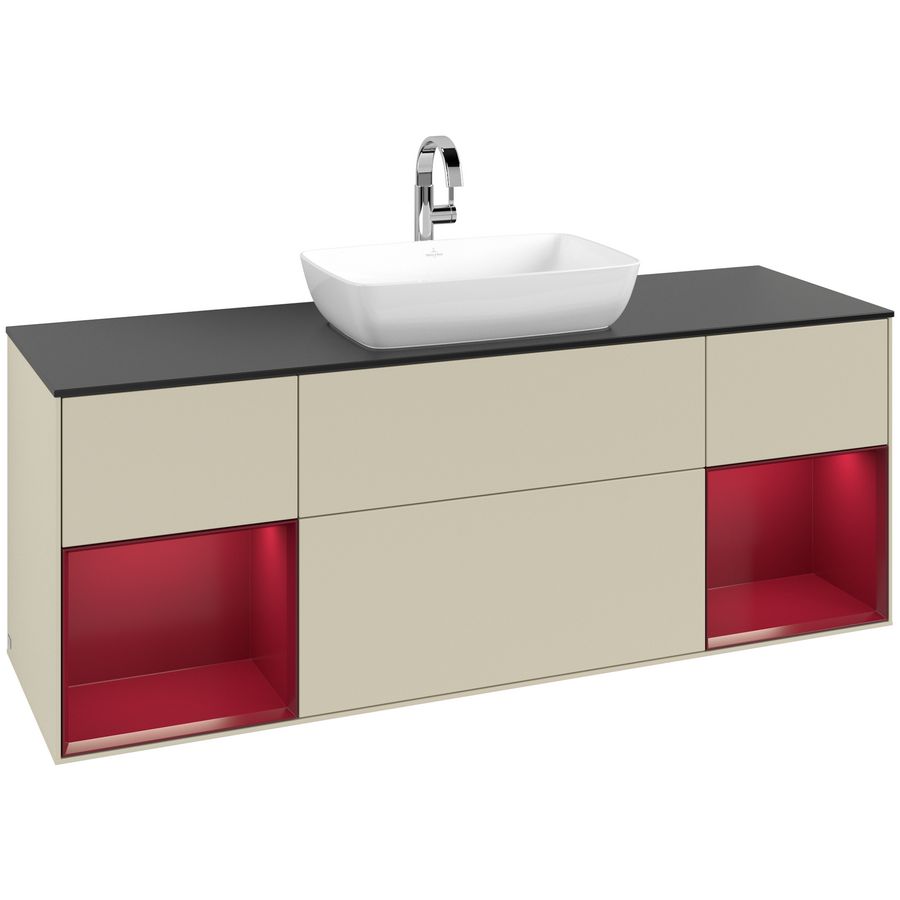 Wastafelonderkast Finion 1600x603x501mm S.Grey Matt Lacquer F862HBHJ