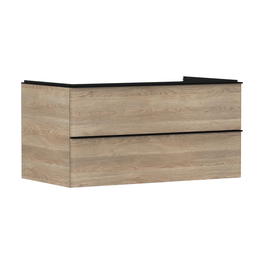 Onderkast Natural Oak 980x550mm 2x la voor consoles met waskom greepkleur mat zwart Xelu Q 54080670