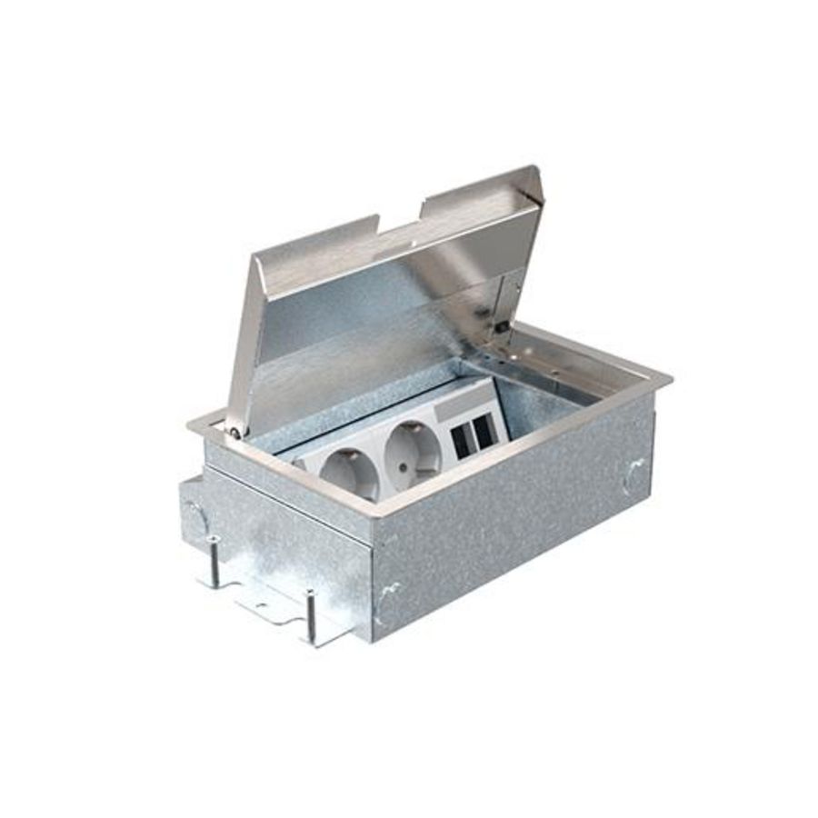 Servicebox+ vloercontactdoos 65mm 2x wandcontactdoos+ 2 xdata-uitsparing