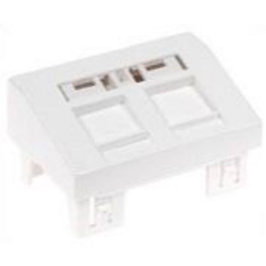 Datakap 2xRJ45 RAL9010 frame geel 3 modulen incl.draagframe