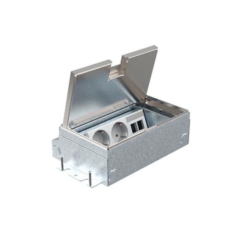 Smartbox Pro Vloercontactdoos 65mm 2x wandcontactdoos+2xData-uitsp X10 deksel