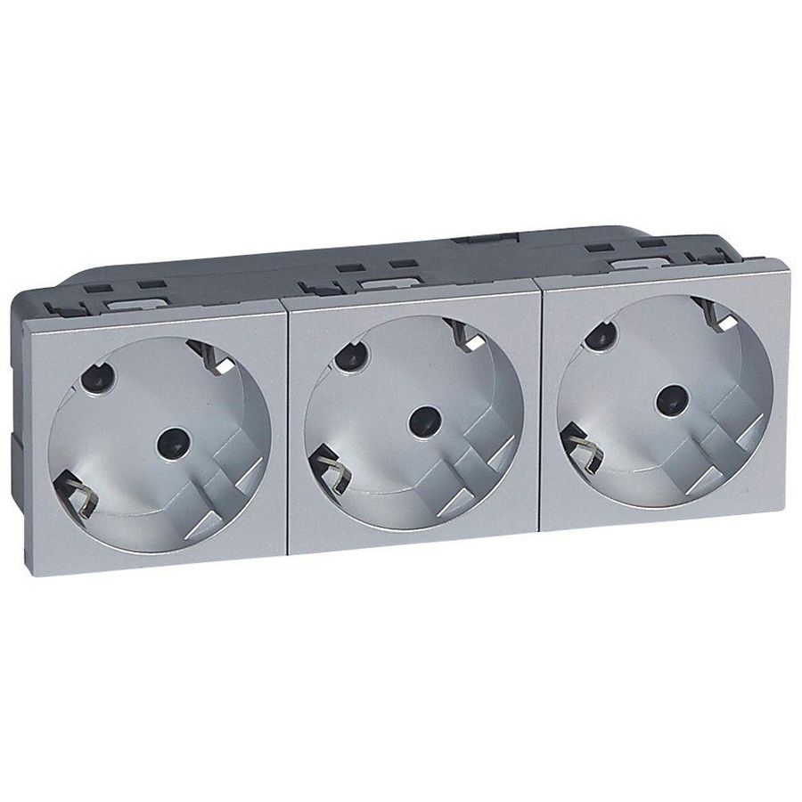Wandcontactdoos 3voudig kv 45gr.steek 6 modulen ALU Mosaic