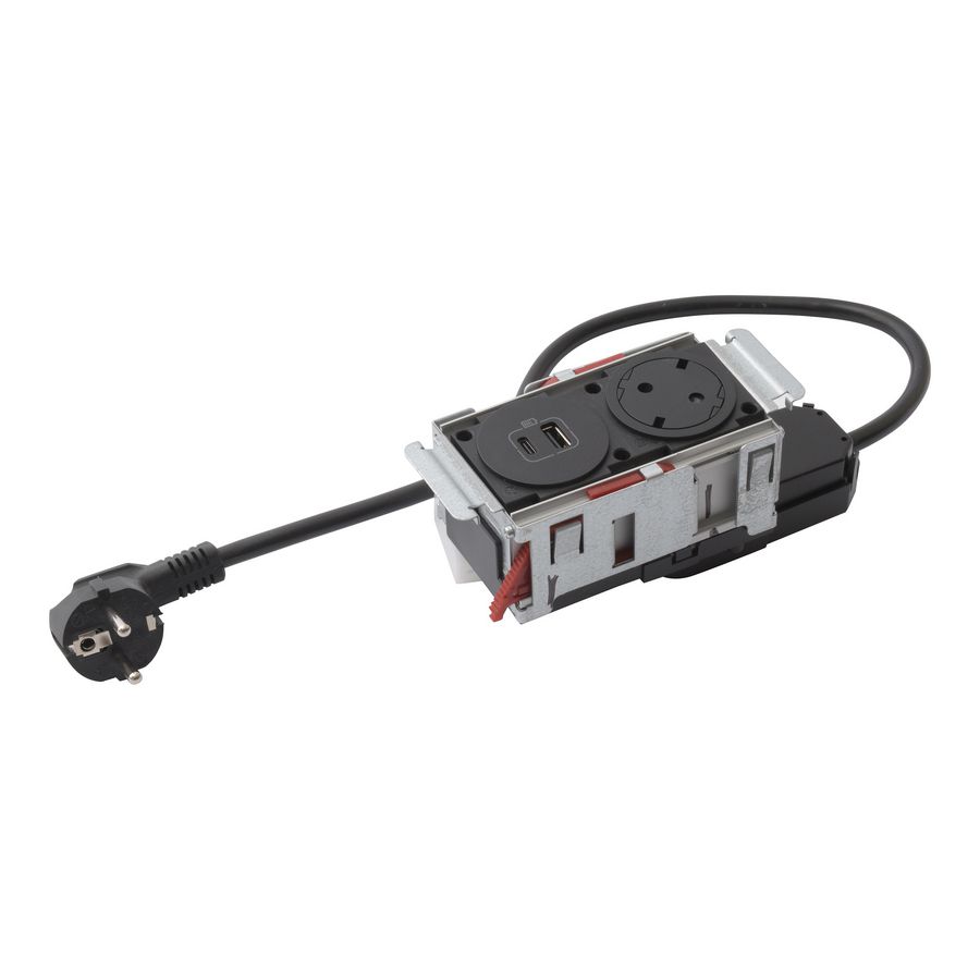 Mechanismen 2x met 1 Wandcontactdoos + USB zwart Disq"in