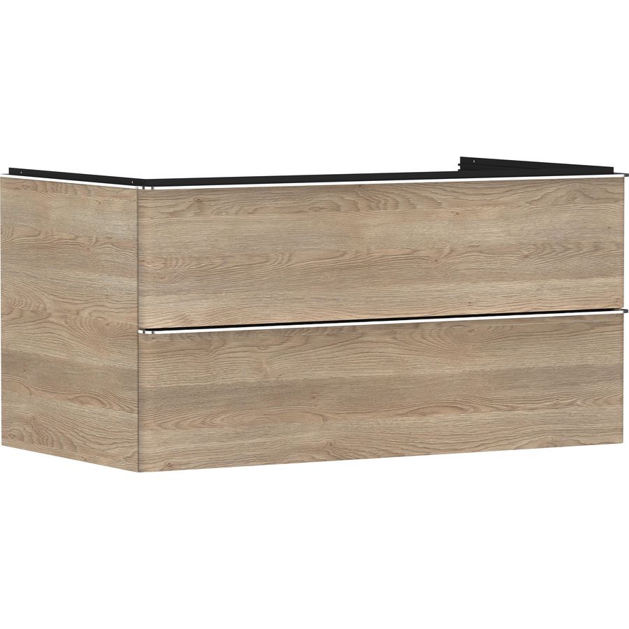 Onderkast Natural Oak 980x550mm 2x la voor consoles met waskom greepkleur chroom Xelu Q 54080000