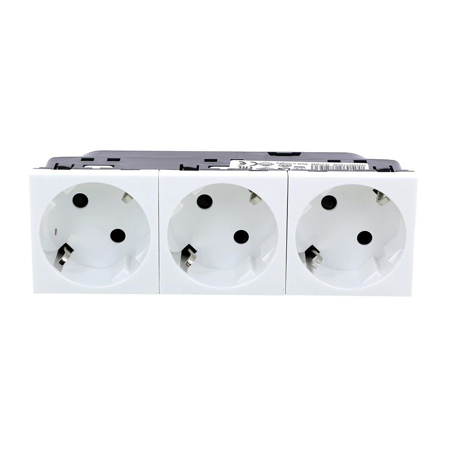 Wandcontactdoos 3voudig kv 45gr.steek 6 modulen wit Mosaic