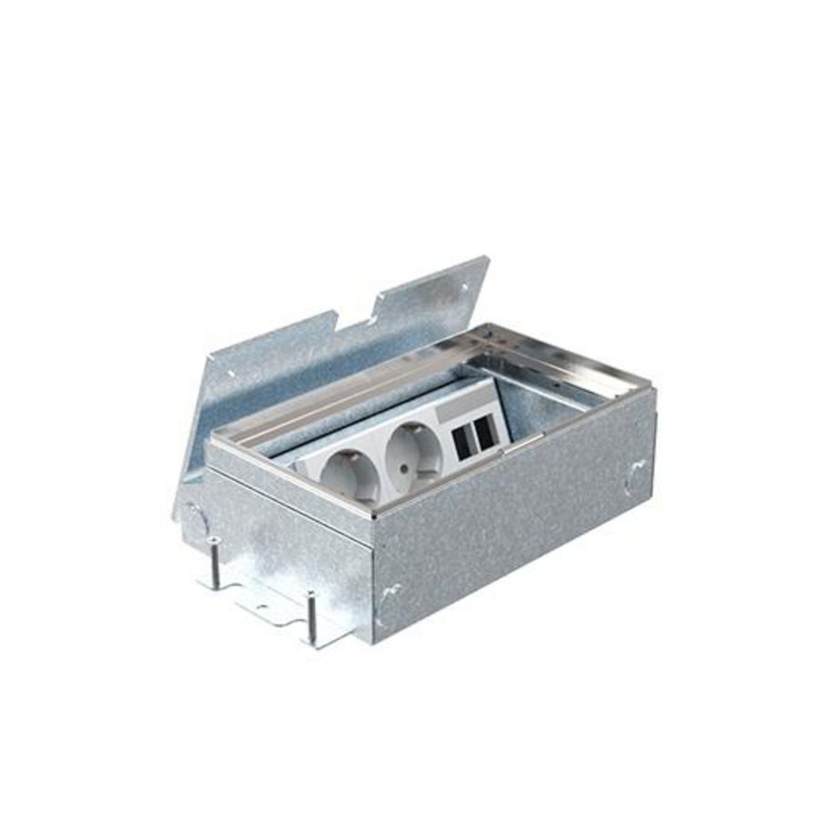 Smartbox+ Vloercontactdoos 65mm 2x wandcontactdoos + 2x Datasp. deksel inleg 7mm