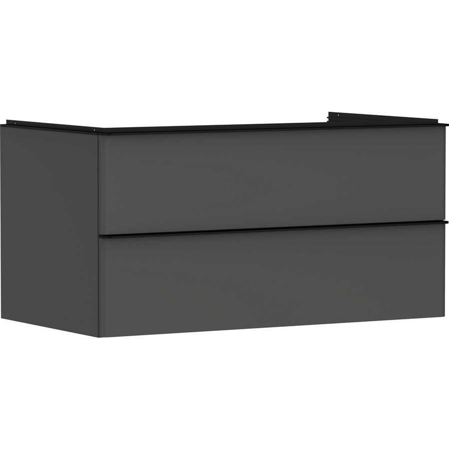 Onderkast mat grijs diamant 980x550mm 2x la voor consoles met waskom greepkleur mat zwart Xelu Q 54079670