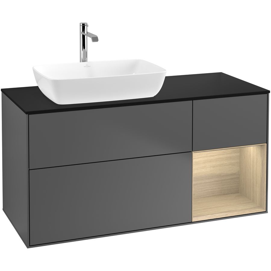 Wastafelonderkast Finion 1200x603x501mm Antr. Matt Lacquer F812PCGK