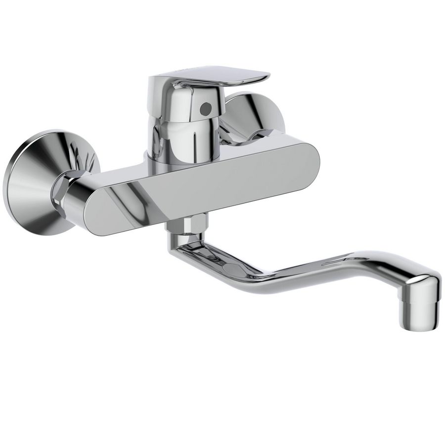 Keukenwandmengkraan m. onderuitloop 235mm chroom Ceraflex