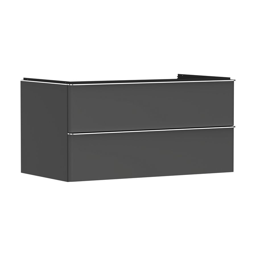 Onderkast mat grijs diamant 980x550mm 2x la voor consoles met waskom greepkleur chroom Xelu Q 54079000