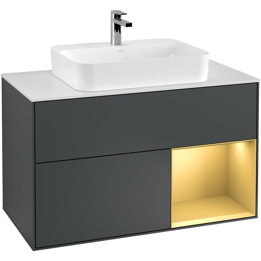 Wastafelonderkast Finion 1000x603x501mm Mid.Blue Matt Lacquer G371HFHG