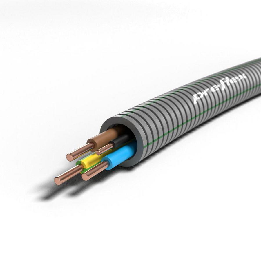 Rol a 100mtr. voorbedrade flexibele buis PREFLEX GY16 E VU 3G2,5 +1,5 zwart