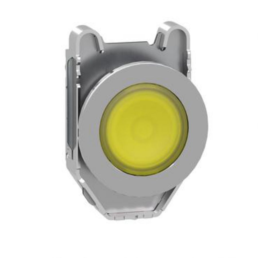 Head illuminated push button XB4 metal yellow Flush mou
