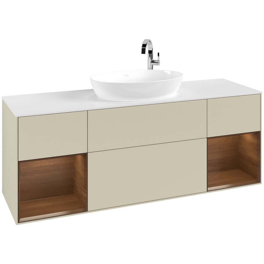 Wastafelonderkast Finion 1600x603x501mm S.Grey Matt Lacquer F981GNHJ